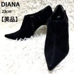 DIANA 黒 サイドジップ ショートブーツ ブラック スエード ハイヒール