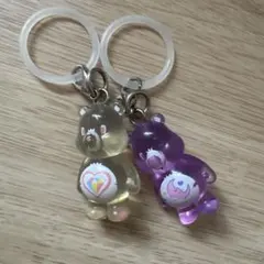 ケアベア キーホルダー クリア パープル