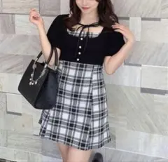 evelyn リボンチェックミニワンピース