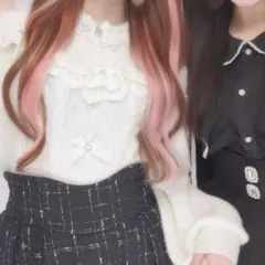 LIZLISA ファーリボンオープンショルダーニット ホワイト