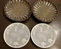 波佐見焼 プレート 茶色　菊皿 ４枚セット　XING TEN KI 北欧　和皿