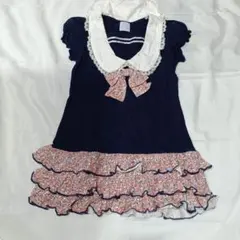 アクシーズファムキッズ　110 Tシャツ　フリル　トップス　セーラーカラー　紺