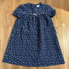 美品　KUMIKYOKU 花柄ワンピース LL ネイビー