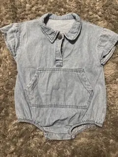 美品 Marine Blue ベビー服 ロンパース デニム 半袖 80cm