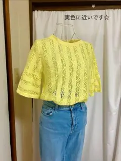 GLOBAL WORK◯M ビビッドなイエローのレーストップス♡のサムネイル