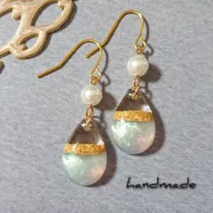 ≪309 パールホワイト≫レジンピアス 400円