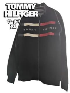 トミーヒルフィガー 　裏起毛　フルジップジャケット　ブラック　XL
