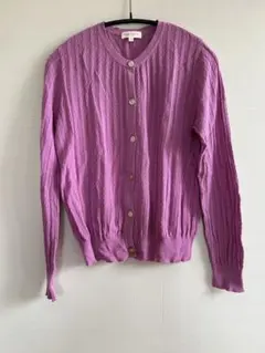 最終価格☆デミリー/コットン/カーディガン/紫色 /ケーブルニット/サイズ S