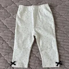 プティマイン　ドット柄ホワイトパンツ 100cm ７分丈　プティプラ