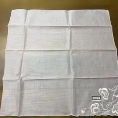 SWATOW 薄いピンク 刺繍花柄 ハンカチ