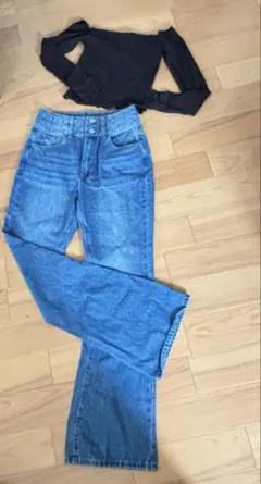 新品未使用 Hollisterオフショルクロップド、SHEINデニム セット