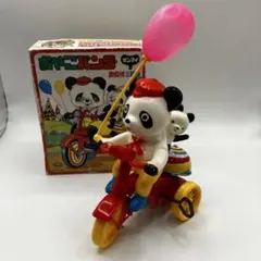 おやこパンダ風船付き三輪車 ゼンマイ ソフビ ブリキ 昭和レトロ