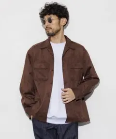 【美品】FREAK'S STORE スエード調 オープンカラー シャツジャケット