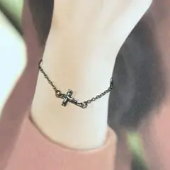 BR011 十字架 いびつ クロス ユニセックス シルバー チェーンブレスレット