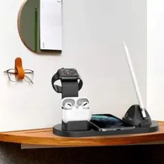 超便利！✨ 4in1ワイヤレス充電スタンド✨Qiワイヤレス 急速充電　多機能