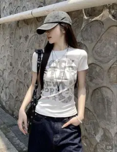 ROCK STAR NEW YORK プリント リブTシャツ