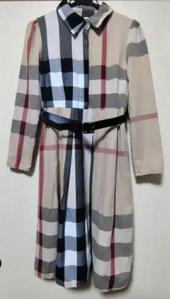 11/27値下げ！チェック柄シャツワンピース 長袖 ベルト付き
