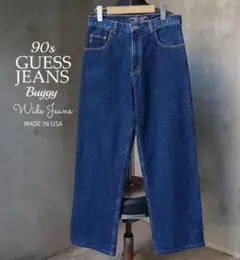 90sUSA製 GUESS JEANSインディゴデニム バギー ワイドジーンズのサムネイル