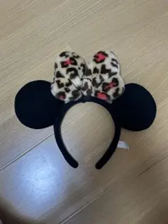ミニーマウス耳カチューシャ ヒョウ柄