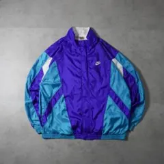 90s NIKE 銀タグ トラックジャケット ナイロンジャケット紫ターコイズXL