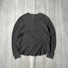 GAP サーマル カットソー ロンT クルーネック ワッフル ダークグレー XL