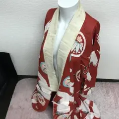 SALE 襦袢-36 赤地 鶴 梅レトロ アンティーク