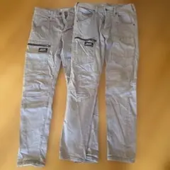 CORDURA製 多ポケット ワークパンツ ライトグレーWAGENYA M枚
