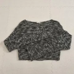 【GU】グレー系 クロップドニット 長袖 S
