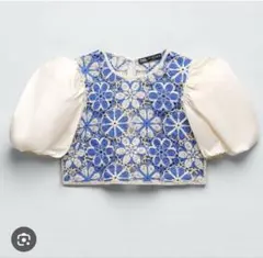 ZARA 刺繍 クロシェポプリントップス　トップス　ブラウス