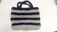 ストライプ編み物トートバッグ