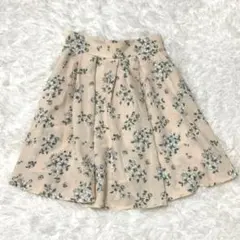 ＊ハニーズ＊キュロット ミニ パステルピンク 花柄 S ウエストゴム フレア