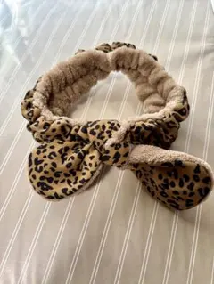 ヒョウ柄リボン付きヘアバンド