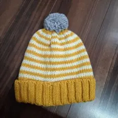 Samansa Mos2 ニット帽 マスタードストライプ