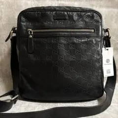 H116 GUCCI グッチ　ショルダーバッグ　シマレザー　GG柄　ブラック GUCCI グッチ グッチシマ ショルダーバッグ シマレザー ブラック