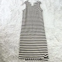 Whim Gazette ボーダーワンピース ロング ノースリーブ 白 黒