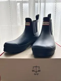 HUNTER ネイビー チェルシーブーツ