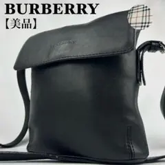 【美品】バーバリー　ショルダーバッグ　レザー　フラップ　ロゴ型押し　ノバチェックのサムネイル