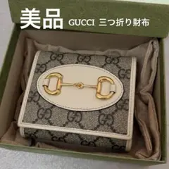 <<美品>>GGパターン 三つ折り財布
