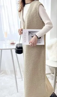 ノースリーブロングワンピース グレージュ M