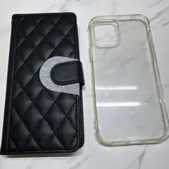 ブラック iPhone用ケース カードポケット付き