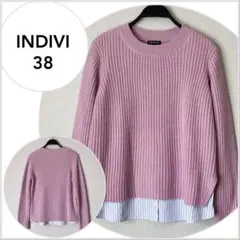 【美品♪】INDIVI レイヤード風ニット ライトパープル サイズ38