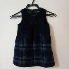 BeBe ノースリーブワンピース 100cm ネイビー・チェック
