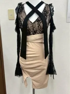 dazzy レースタイトナイトドレス ベージュ・黒