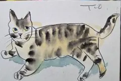 No2334ドローイング水彩画キジトラ子猫原画 - メルカリ
