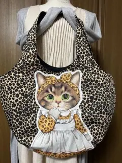 美*9様 030850 コヤンイサムチョン　ヒョウ柄　ダーツ入りBIGトートバッ