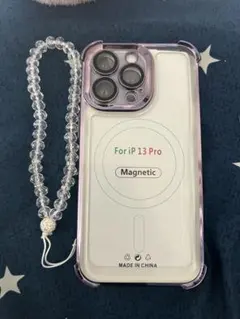 iPhone 13 Pro マグネットケース 透明紫