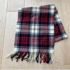 EAST BOYタータンチェック マフラー 赤 ネイビー フリンジ