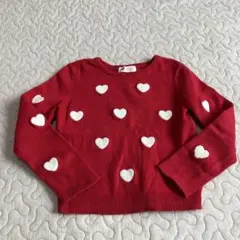 H&M 赤 ハート柄 ニットセーター US 2-4Y
