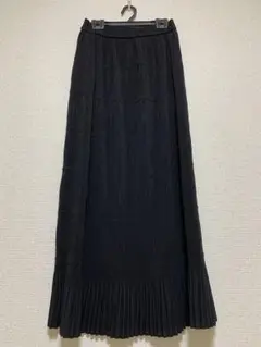 レディーススカート　ブラックプリーツロングスカート
