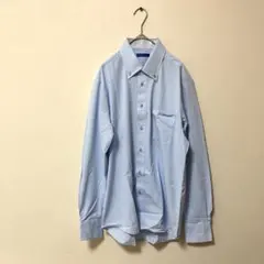 シャツ　メンズ　Ｌサイズ　ボタンダウン　ブルー　無地